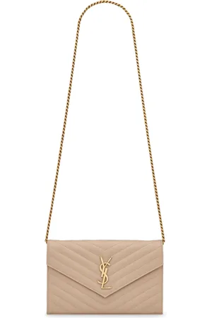 Saint Laurent CLASSIC CASSANDRE CHAIN POUCH IN GRAIN DE POUDRE LEATHER - - Woman