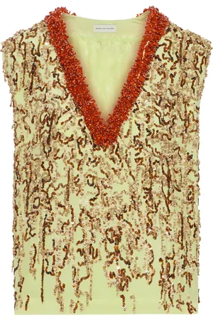 DRIES VAN NOTEN SILK BLOUSE WITH BEADS - - Woman
