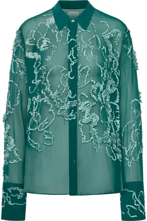 DRIES VAN NOTEN TRANSPARENT VISCOSE BLOUSE WITH BEADS - - Woman