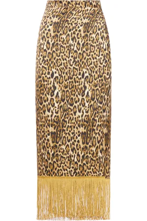 THE NINA STUDIO FRINGED PRINTED VISCOSE WRAP SKIRT - - Woman