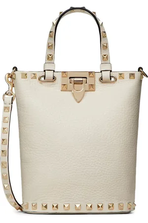 VALENTINO GARAVANI ROCKSTUD HAMMERED LEATHER SHOULDER BAG - - Woman