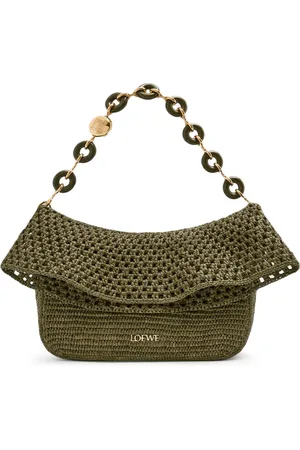 Loewe MEDIUM OLA BAG IN RAFFIA AND CALFSKIN - - Woman