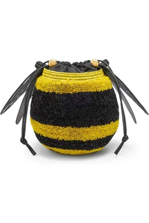 Loewe BEE BASKET BAG IN RAFFIA AND CALFSKIN - - Woman