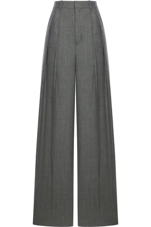 Saint Laurent WIDE LEG WOOL TWILL TROUSERS - - Woman