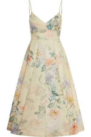ZIMMERMANN ILLUMINATE LEMON HYDRANGEA PICNIC MIDI DRESS - - Woman