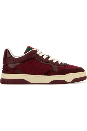 Gucci SNEAKERS RE-WEB BORDEAUX IN LEATHER AND GG SUPREME FABRIC - - Woman