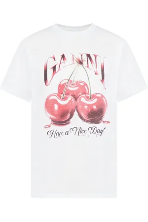 Ganni BASIC JERSEY CHERRY RELAXED T-SHIRT - - Woman