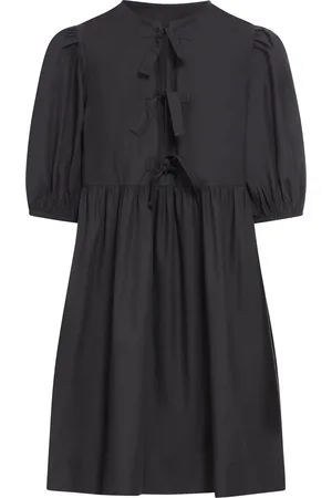 Ganni COTTON POPLIN TIE STRING MINI DRESS - - Woman