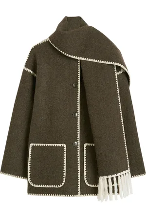 Totême EMBROIDERED SCARF JACKET CHOCOLATE MELANGE - - Woman
