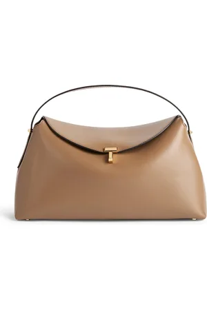 Totême T-LOCK LEATHER TOP HANDLE CAMEL - - Woman
