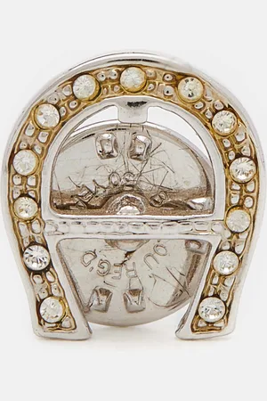 Aigner Vintage Tone Crystal Logo Pin