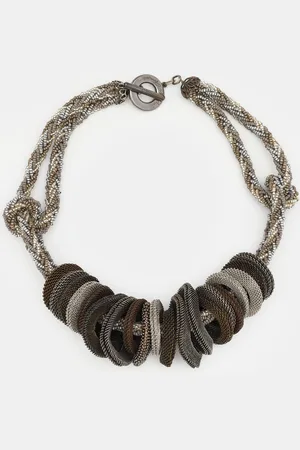 Giorgio Armani Three Tone Bead & Mesh Toggle Necklace