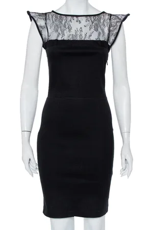 VALENTINO Knit & Lace Paneled Sheath Dress M