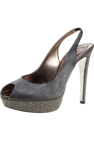 RENE CAOVILLA Rene Caovilla Satin Peep Toe Slingback Platform Sandals Size 40.5