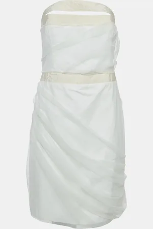 Emporio Armani Off Tulle Ruched Halter Neck Mini Dress S