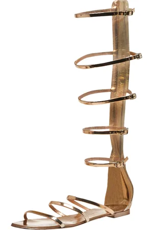 Giuseppe Zanotti Rose Patent Leather Rylee Gladiator Flat Sandals Size 38.5