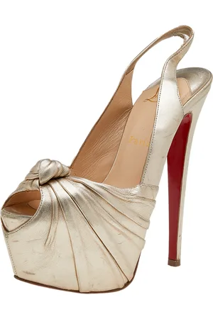 Christian Louboutin Leather Jenny Knotted Platform Slingback Sandals Size 37