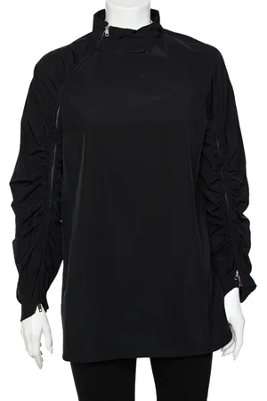 Sportmax Synthetic Contrast Trim Ruched Zip Detail Tunic Top S