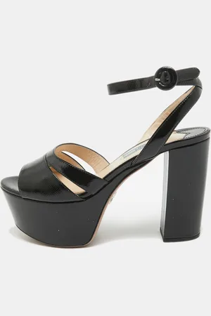 Prada Patent Leather Platform Ankle Strap Sandals Size 36.5