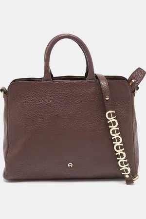 Aigner Dark Leather Embellished Satchel