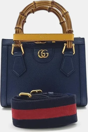 Gucci Blue Leather Mini Diana NM Bamboo Top Handle Bag
