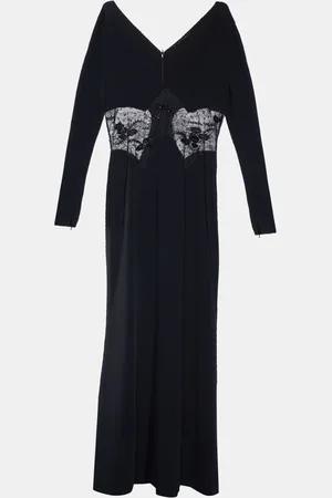 Roberto Cavalli Crepe & Embellished Lace Gown L