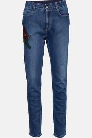 Stella McCartney Wild Cat Embroidered Tapered Jeans M