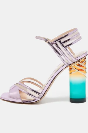 Nicholas Kirkwood Metallic Leather and Mesh Zaha Ankle Strap Sandals Size 40