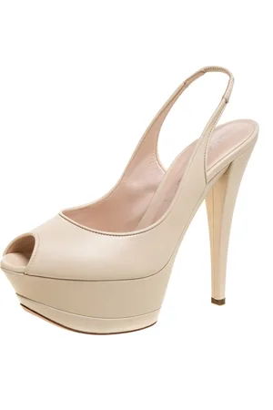 Casadei Leather Platform Slingback Peep Toe Sandals Size 38