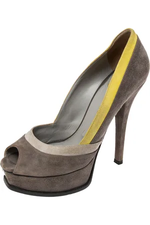 Fendi /Yellow Suede sta Peep Toe Platform Pumps Size 39