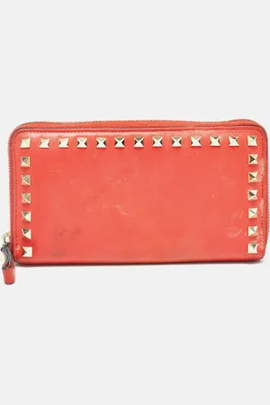VALENTINO Leather Rockstud Zip Around Continental Wallet
