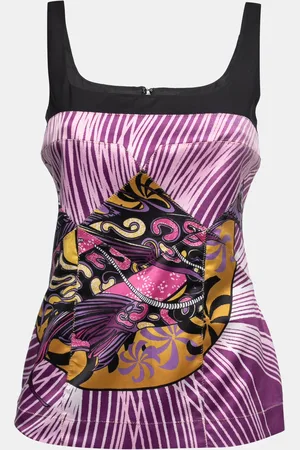 Roberto Cavalli Printed Satin Sleeveless Top M