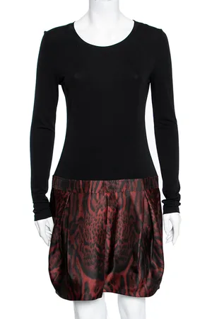Roberto Cavalli & Red Animal Printed Silk Jersey Pleated Dress M