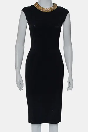 Alexander McQueen Knit Embellished Neck Detail Sleeveless Sheath Dress M