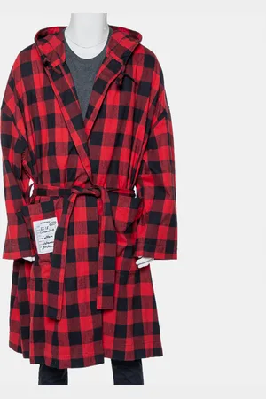 Vetements & Black Plaided Flannel Belted Robe M
