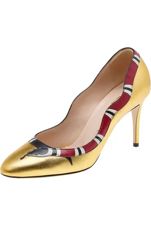 Gucci Leather Yoko Snake High Heel Pumps Size 37.5