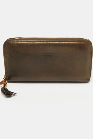 Gucci Leather Bamboo Tassel Zip Around Wallet