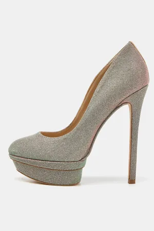 BRIAN ATWOOD Holographic Lurex Fabric Platform Pumps Size 37.5