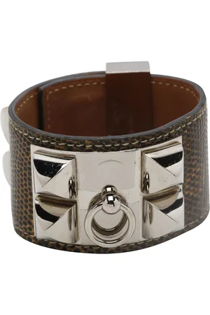 Hermès Leather Lizard Collier de Chien Wide Bracelet