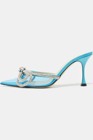Mach & Mach PVC Crystal Embellished Double Bow Mules Size 39