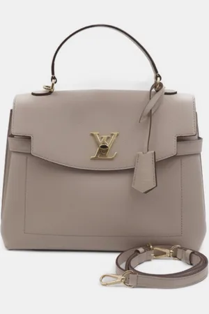 LOUIS VUITTON Gray Leather Lockme Ever MM Top Handle Bag