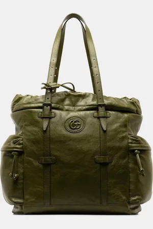 Gucci Leather Double G Drawstring Tote Bag
