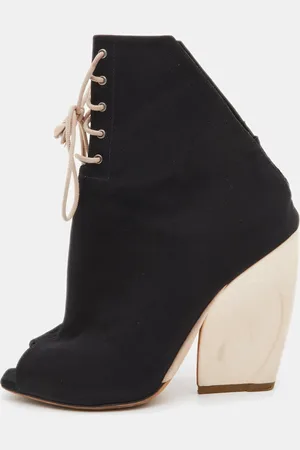 Dior Canvas Open Toe Lace Up Ankle Booties Size 37.5