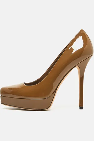 Gucci Olive Patent Leather Platform Pumps Size 37.5
