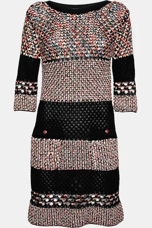 CHANEL Multicolored Cotton & Silk Open Knit Dress S