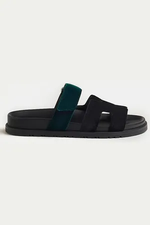 Hermès Noir-Vert Mousse Rubber Chypre Sandal