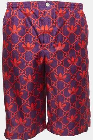 Gucci X Adidas Marco GG/Trefoil Print Silk Shorts S