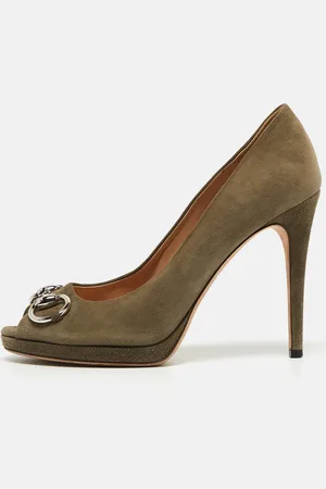 Gucci Olive Suede New Hollywood Pumps Size 37.5