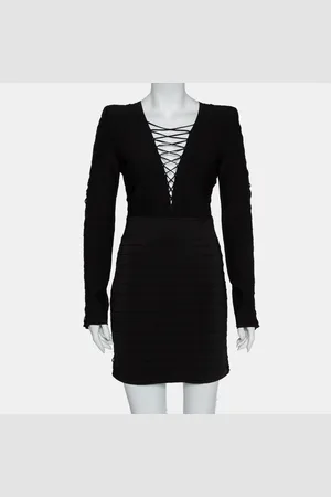 Balmain Knit Lace Up Detail Mini Dress M