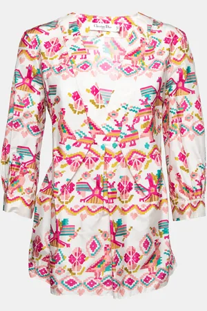 Dior Printed Silk Peplum Blouse L